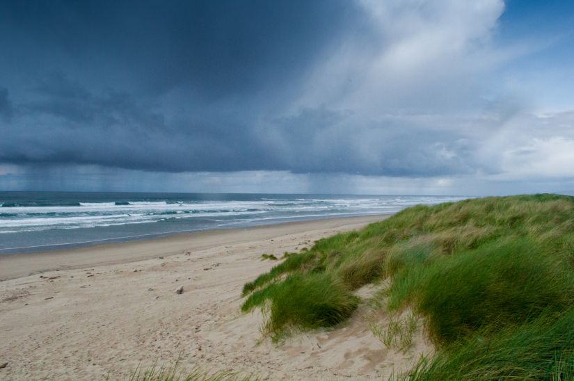 Oregon dunes stormy beach