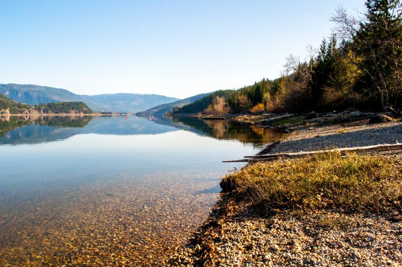 Calm Okanagan Lake in British Columbia Canada