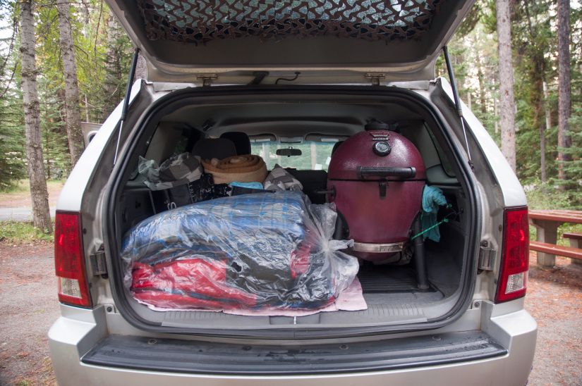2007 Jeep Grand Cherokee WK1 filled with our camping gear