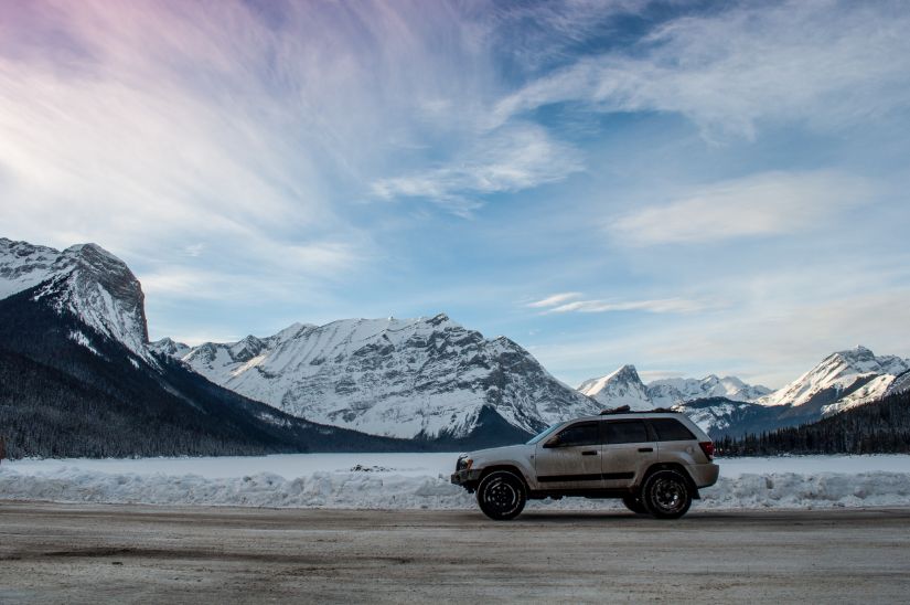 Epic skies over Banff Alberta in Jeep WK
