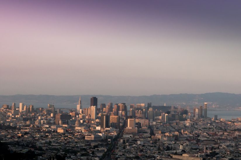 San Francisco Skyline from Twin Peaks Dusk Beautiful Sky Free Download